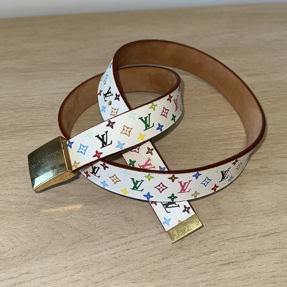 Louis Vuitton Murakami multicolor Blanc belt size 90